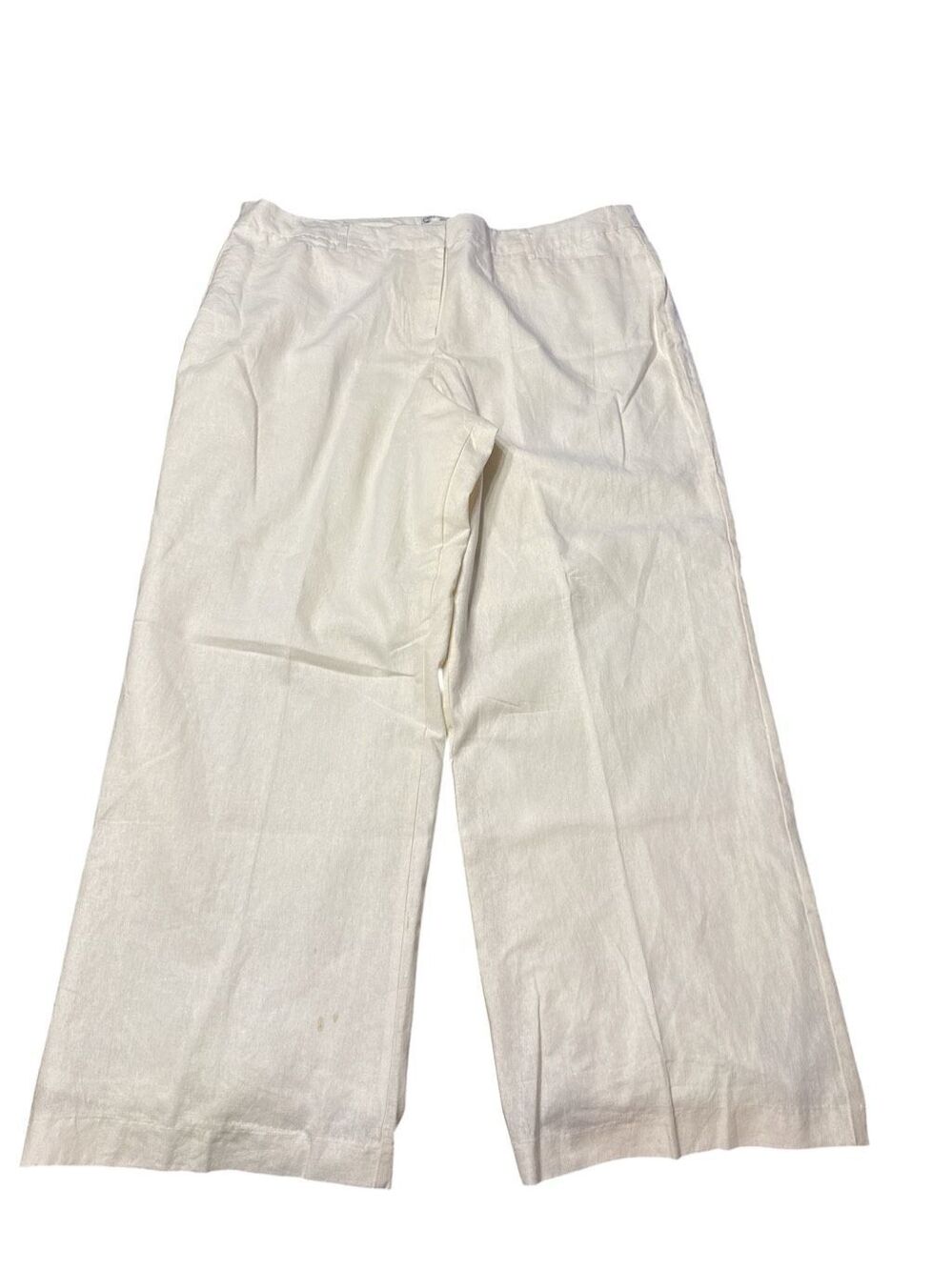 Cato Trouser  Linen Blend Pants Women's Size 24W Ivory High Rise Wide Leg NWT